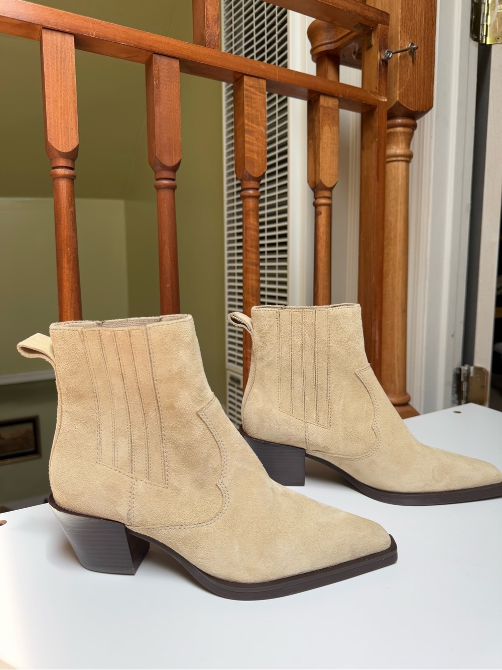 rag & bone Beige Suede Pointed Ankle Booties - Picture 4 of 10